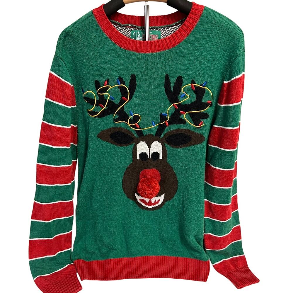 Ugly Christmas Sweater Reindeer humorous backside mens sz Large